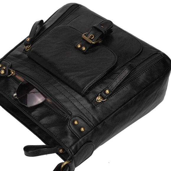 Crossbody Multi Pocket Shoulder, Medium PU Leather Cross Body Bag - Picture 6 of 7